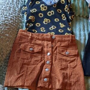 Rue21 Orange Corduroy Mini Skirt